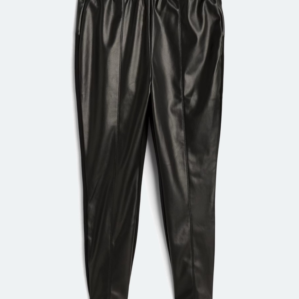 Tribal Jeans Faux Leather Leggings with Ponte Back